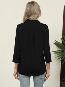 Chemises décontractées pour femmes - Anti-rides, respirantes, écologiques, séchage rapide, polaire, élasthanne/coton, unies, teintes, BD - Product Image 4