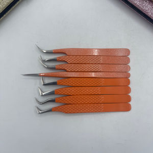 Pinzas para Pestañas de Acero Inoxidable con Punta de Diamante, Color Naranja Claro, Empaque Personalizado con Logotipo, Duraderas, Más Vendidas - Product Image 4