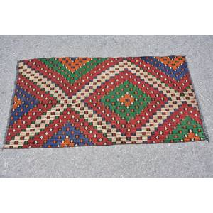 Alfombra de área de lana turca Vintage 2,5X4,8 pies Diseño de retazos rojo beige-Pasillo rectangular grande de estilo tradicional 9x12-Latex - Product Image 3