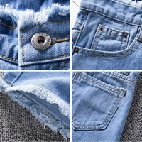 Celana pendek Jeans musim panas wanita, celana pendek Denim desain kustom Premium baru untuk wanita
