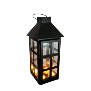 European Style Metal <b>Candle</b> Holders <b>Lanterns</b> <b>Black</b> Gold Stripe Glass Material Handmade New Design Indoor Outdoor Home Decoration - Product Image 1