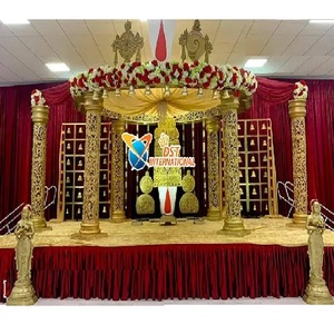Mandapam Dorado para Bodas del Sur, Mandap para Ceremonias Indias, Conjunto de Mandap para Bodas Tradicionales, Fibra de Vidrio Ligera, DSTEXPORTS - Product Image 1