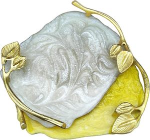 Plateau en résine émaillée écologique fait à la main, style géode, bords irréguliers, jaune, blanc, or, plateau de service personnalisé, plateau décoratif d'amour - Product Image 5