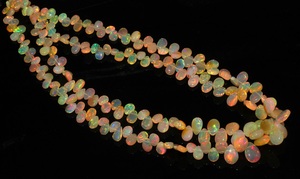 Pierre précieuse d'opale de Welo d'Éthiopie naturelle, forme poire et goutte, perles pour la fabrication de colliers - Product Image 5