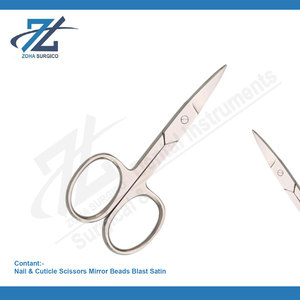 Tijeras para cutículas de uñas, cuentas de espejo de 9cm, Tijeras para uñas de acero inoxidable satinado, tijeras de precisión para uñas, fabricante de Pakistán - Product Image 2