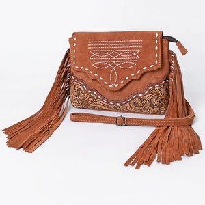 Genuine Leather Suede Fringe Bohemian Crossbody <b>Bag</b> Women Vintage Embossed Lightweight <b>Shoulder</b> Purse Adjustable <b>Strap</b> OEM - Product Image 1