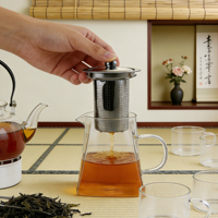 Penjualan Panas Teko Teh Kaca Borosilikat Transparan Tahan Panas dengan Infuser, Aman untuk Kompor, Cocok untuk Pesta