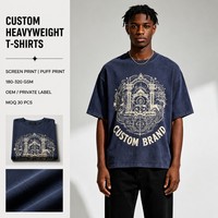 T-shirt uni pour homme, vintage, délavé, manches courtes, col rond, 100% coton, tricoté, décontracté, streetwear