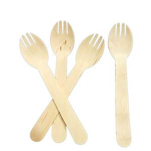 Tenedor de madera de abedul natural saludable desechable, material sostenible de estilo simple, producto ecológico - Product Image 2