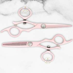 Professional Pink <b>Hair</b> Cutting & <b>Thinning</b> <b>Scissors</b> Set Stainless Steel Barber & Salon Hairdressing Shears with Adjustable - Product Image 4