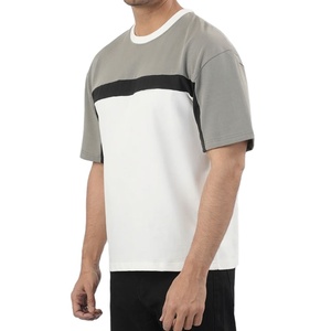 Panel T-Shirt High Quality Oversize Pattern Comfortable <b>Down</b> Shoulder Fashionable Plus Size Vintage Casual Wear Round Neck - Product Image 2