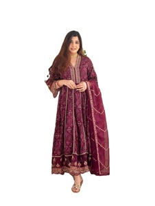 Meilleur tarif de qualité supérieure du fournisseur Red Merron Designer Gown Ready-Made Rayon Sequence Embroidery Work for Indian Pakistanais - Product Image 4