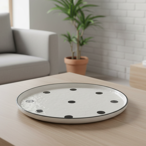 Disque en grès de qualité supérieure 3460897-25.5, 10 pouces, décoration à pois noirs - Product Image 5