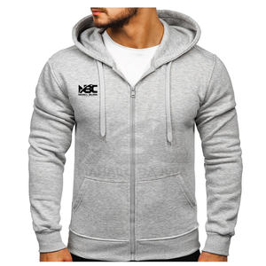 Sweat à capuche unisexe gris clair surdimensionné à fermeture éclair en tissu polaire adapté à l'hiver avec motif uni imprimé sur mesure fabriqué au Pakistan - Product Image 3