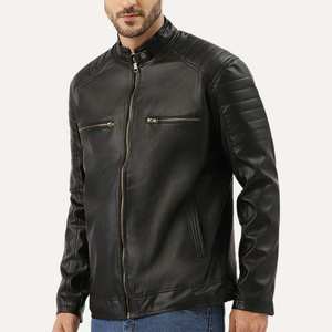 Chaqueta de Cuero para Motociclista de Alta Calidad para Hombre, Precio al por Mayor, Ropa de Calle de Invierno con Cierre, Estilo con Cremallera, Servicio OEM/ODM, Chaqueta para Hombre - Product Image 2