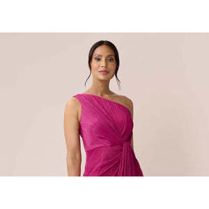 ชุดราตรีแบบไหล่เดียวของ Adrianna Papell สำหรับผู้หญิง ผ้าชีฟองคลาสสิก ยาวกรอมพื้น ทรงเข้ารูป วัสดุธรรมชาติ ปรับแต่งได้ เหมาะสำหรับเจ้าสาว - Product Image 2