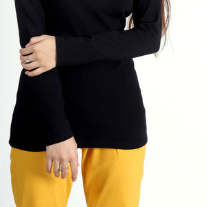 T-shirts à manches longues pour femmes, couleur unie, écologiques, 100% coton, extensibles, style décontracté, personnalisables, vente en gros - Product Image 4