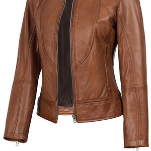 Chaqueta de Cuero para Mujer con Cierre Frontal, Cuello Alto, Múltiples Bolsillos, Mangas Largas, Transpirable, con Logotipo Personalizado e Impresión - Product Image 3