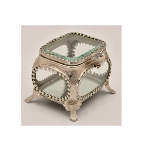 Boîte à bijoux fantaisie en laiton et verre Design personnalisé Boîte à bijoux antique en verre et laiton Exportateur en gros - Product Image 3