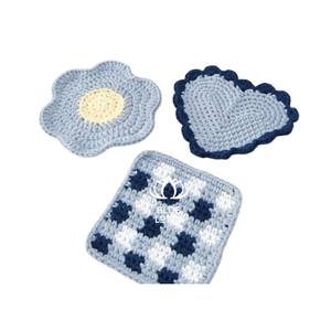 Laine Crochet sous-verres ensemble fleur Pad tasse tricot fil de coton couture fabriqué au Vietnam décoration - Product Image 1