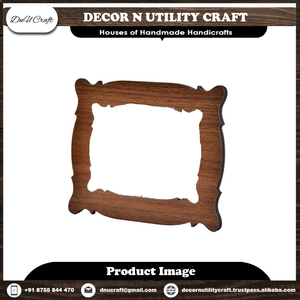 Handmade Wooden Mirror <b>Frame</b> Rectangular Oval Cutout Classic Design Tabletop Vertical Orientation - Product Image 4