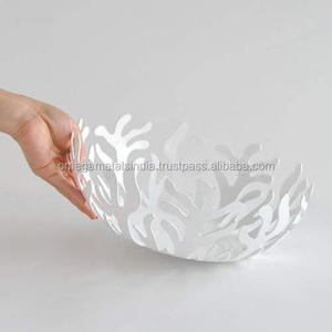 Luxury Stainless Steel Metal Customized Design Fruit Bowl in Steel Colored with Epoxy Resin White Fruits Serving Bowl - Product Image 6