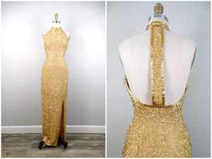 Motif floral perlé brodé robe de Cocktail noir antistatique robe de soirée paillettes longue pleine longueur sans manches pour - Product Image 2