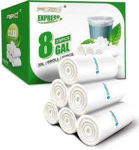 Sacs poubelle transparents FORID, sacs poubelle de 8 gallons, sacs poubelle pour poubelle de 330 unités, sacs poubelle en plastique pour salle de bain, chambre à coucher - Product Image 1