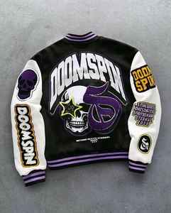 Fabricante de chaquetas de lana de primavera y otoño de calle alta de marca de moda para hombres cuello redondo americano de alta calidad bordado pesado - Product Image 2