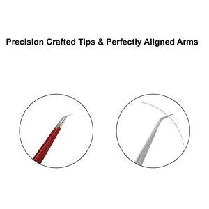 แหนบต่อขนตาแบบญี่ปุ่นสีแดงแหนบต่อขนตาแบบมีด้ามจับติดเพชร - Product Image 4