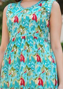 Vestido de mujer sin mangas informal bordado étnico de rayón ligero de calidad superior - Product Image 3