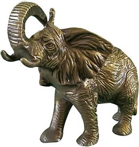 Gravure à la main de luxe éléphant Sculpture Article de décoration intérieure Statue d'éléphant doré en laiton Personnaliser la taille Artisanat - Product Image 1