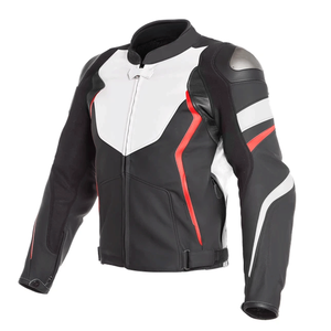 Hot Selling Racing Protective White Red Black Motorbike Jacket CE Protections Genuine Cowhide Leather Motorcycle Jacket For Men - Product Image 1