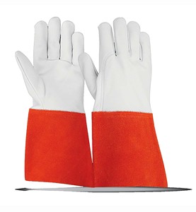 Sunland Gants de soudage TIG en cuir Gants de travail de sécurité en cuir de chèvre Test d'éclaboussure de métal fondu Type B Pouce complet - Product Image 2