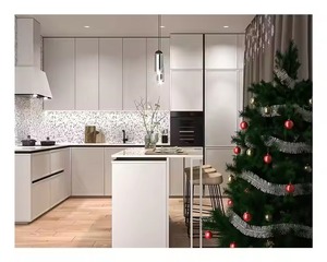 Conception personnalisée en usine Armoires de cuisine pliables prêtes à monter Meubles de cuisine en carcasse de panneaux de particules d'îlot - Product Image 3