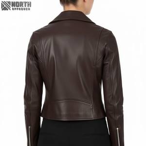 Vestes en cuir de moto décontractées pour femmes OEM de haute qualité Marque privée à la mode Fourniture en usine Cuir teint de qualité supérieure pour femmes - Product Image 5