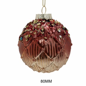 Adornos Navideños de Cristal Pintados a Mano, Máscara Veneciana con Plumas y Decoraciones de Lujo para Árboles de Navidad, Estilo Clásico Multicolor - Product Image 2