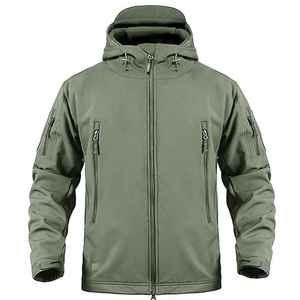 Hombres al aire libre High Street Style a prueba de viento elástico con capucha chaqueta de concha suave a prueba de agua con cremallera completa prendas de vestir exteriores de lona - Product Image 2