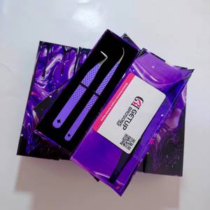 แหนบดึงขนตาปลายเรียบเคลือบสีม่วง ดีไซน์ใหม่ รูปดาว ตัดมุม 90 องศา ป้องกันแม่เหล็ก ความยาว 10 มม. ทำจากสแตนเลส - Product Image 4