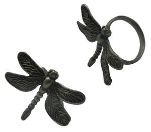 Anneaux de serviette uniques en métal insectes abeilles en poudre noire enduite, parfaits pour ajouter une touche élégante et élégante à vos dîners - Product Image 1