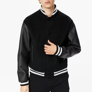 Venta al por mayor de chaquetas de béisbol de manga de cuero personalizadas para hombres Chenille bordado Letterman Varsity Jacket 2024 - Product Image 1