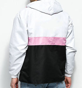 Hot Custom Blank 100% Polyester Half Zip Color Block Hooded Waterproof High Street Style <b>Mens</b> <b>Pullover</b> Windbreaker <b>Jackets</b> - Product Image 2