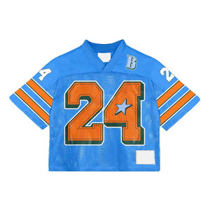 Camiseta de fútbol Unisex de alta calidad de marca personalizada, camiseta de manga corta con cuello en V, Camiseta holgada Retro de malla transpirable americana para todas las estaciones - Product Image 2