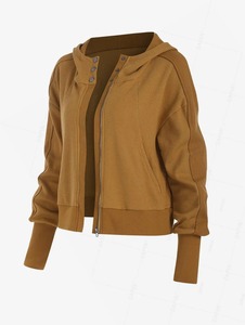 แจ็คเก็ตวินเทจสำหรับผู้หญิงเสื้อแจ็กเก็ตระบายอากาศสั้นกระเป๋าด้านหน้าลายสก๊อตกระดุมแถวเดียว - Product Image 2