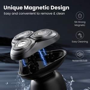 Rasoirs électriques sans fil pour hommes, étanches IPX7, moteur 3400 tr/min, rasoir rotatif 3-en-1 avec verrouillage de voyage, lavable, noir - Product Image 5