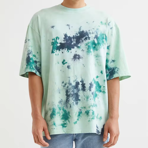 เสื้อถักลำลองสำหรับผู้ชายเสื้อแนวสตรีทแวร์ทรงหลวมโอเวอร์ไซส์เปิดไหล่100% ผ้าฝ้ายพิมพ์ลายแบบกำหนดเองฤดูร้อน - Product Image 5