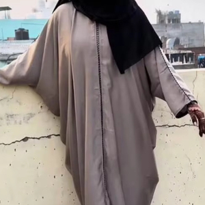 Ropa musulmana tradicional de mujer modesta elegante islámica hermosa mano simple trabajo encaje Abaya estilo Dubai-accesorio incluido - Product Image 1