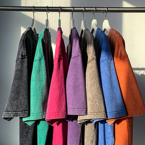 240Gsm T-shirt unisexe vierge à manches courtes, délavé à l'acide, 100% coton, grande taille, T-shirt surdimensionné pour hommes, expédition DDP - Product Image 4