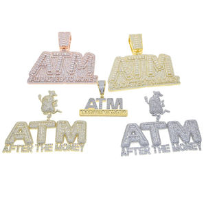 Pendentif en argent sterling 925 entièrement serti de diamants en moissanite, lettres gravées, pour bijoux hip-hop raffinés pour femmes ou hommes - Product Image 6