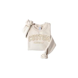 Sweatshirts à capuche brodés personnalisés Concevez votre propre avec un motif solide doublé de manches de texte personnalisé - Product Image 1